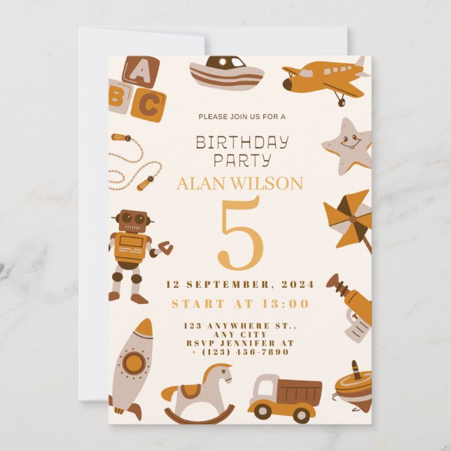 Retro Toys Boys Birthday Invitation (Front)