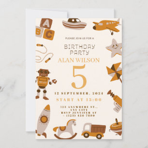 Retro Toys Boys Birthday Invitation