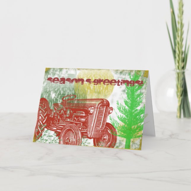 Retro Tractor Christmas Card (Front)