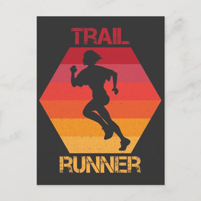 Retro Trail Runner Mountain Running Athlete Sport Postcard (Front)