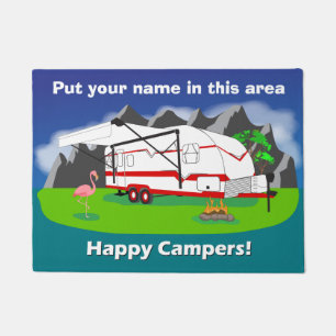 Retro trailer doormat, red, dual axle, 18" x 24" doormat