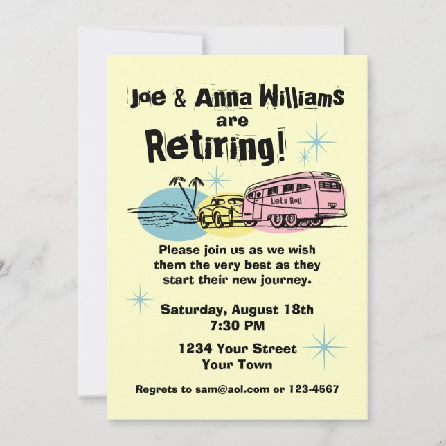 Retro Trailer Retirement Party Invitation (Front)