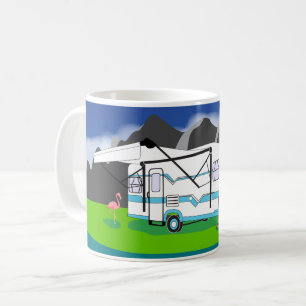 Retro trailer, teal, single axle coffee mug