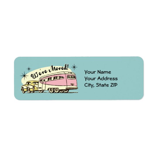 Retro Trailer We've Moved Return Address Label