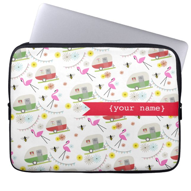 Retro Trailers Personalised Electronics Bag (Front)