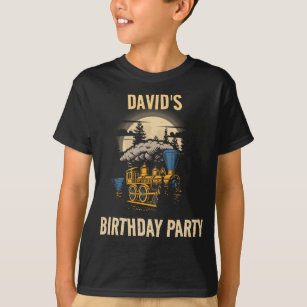 Retro train kids birthday party custom name T-Shirt