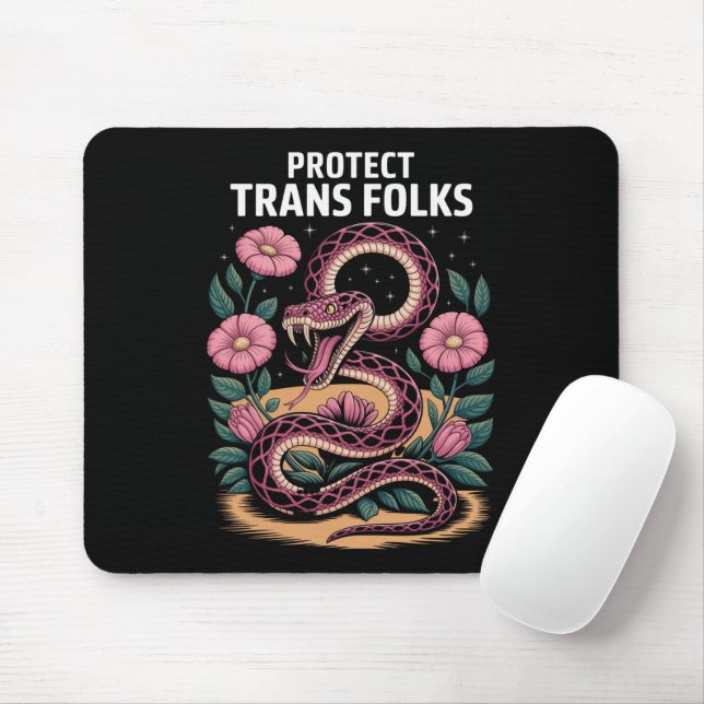 Retro Trans Pride Trans Right Protect Trans Folks Mouse Mat (With Mouse)