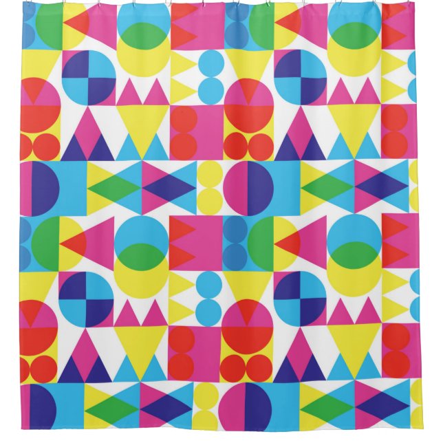 Retro transparent shapes background shower curtain (Front)
