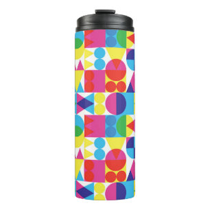 Retro transparent shapes background thermal tumbler
