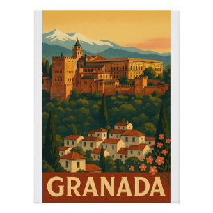 Retro Travel 2025 – Granada, Spain Poster