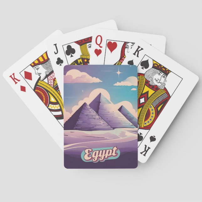 Retro Travel 80s Synthwave Ancient Egypt Pyramid Playing Cards (Back)