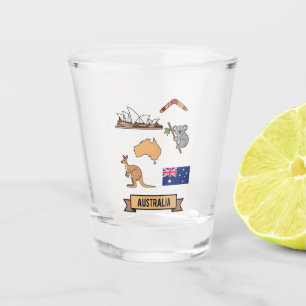 Retro Travel Australia Iconic National Symbols Shot Glass
