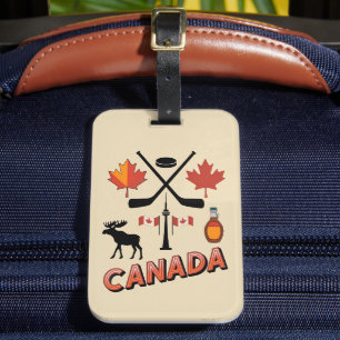 Retro Travel Canada Iconic National Symbols Luggage Tag