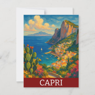 Retro Travel Capri Italy Scenery Postcard