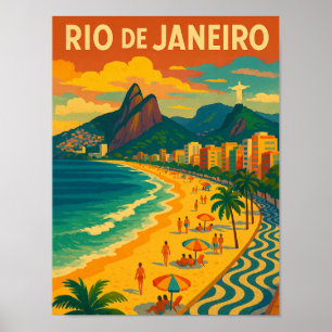Retro Travel Copacabana Rio de Janeiro Brazil Poster