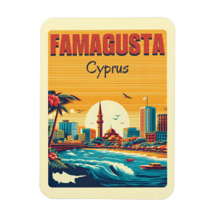 Retro travel Famagusta Beach Cyprus gifts Magnet