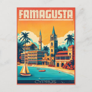 Retro travel Famagusta Beach Cyprus gifts Postcard