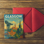 Retro Travel Glasgow Scotland  Postcard<br><div class="desc">This is a colourful Glasgow Scotland vintage artwork on a postcard showing the iconic industry architecture of the scottish city. Works great as a souvenir and gift idea for any tourist and visitor of the british travel destination. Add your text and send your loved ones and family. Buy now.</div>