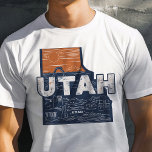 Retro Travel Iconic Utah Graphic T-Shirt<br><div class="desc">Celebrate the Beehive State with this Retro Travel Iconic Utah Graphic T-Shirt. Featuring a vintage-inspired design that captures the stunning landscapes and unique charm of Utah, this shirt is perfect for travelers and residents alike. Made from high-quality materials for a comfortable fit, it's ideal for casual outings, travel, and everyday...</div>