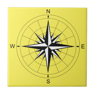Retro Travel Illustration - Compass Rose Tile