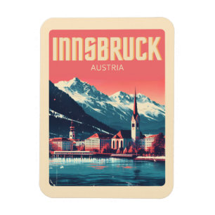 Retro travel Innsbruck Tyrol - Austrian alps gifts Magnet