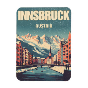 Retro travel Innsbruck Tyrol - Austrian alps gifts Magnet