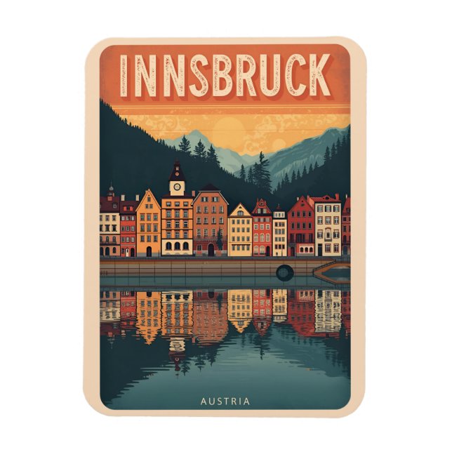 Retro travel Innsbruck Tyrol - Austrian alps gifts Magnet (Vertical)