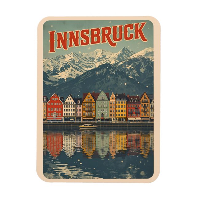 Retro travel Innsbruck Tyrol - Austrian alps gifts Magnet (Vertical)