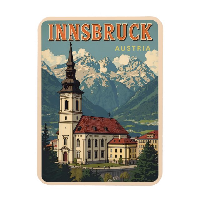 Retro travel Innsbruck Tyrol - Austrian alps gifts Magnet (Vertical)