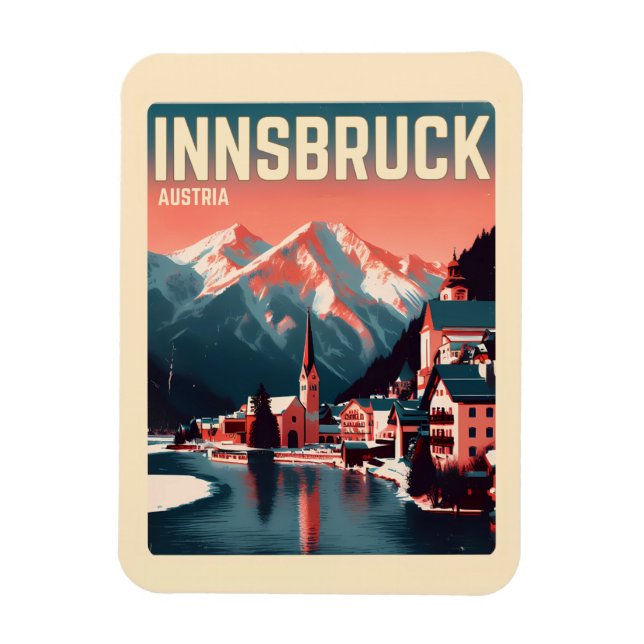 Retro travel Innsbruck Tyrol - Austrian alps gifts Magnet (Vertical)