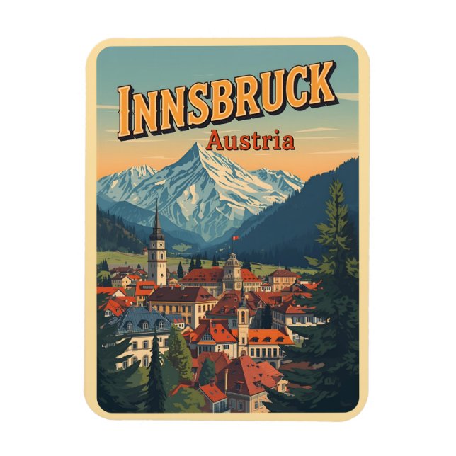 Retro travel Innsbruck Tyrol - Austrian alps gifts Magnet (Vertical)