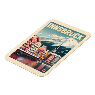 Retro travel Innsbruck Tyrol - Austrian alps gifts Magnet
