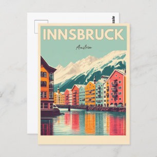 Retro travel Innsbruck Tyrol - Austrian alps gifts Postcard