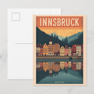 Retro travel Innsbruck Tyrol - Austrian alps gifts Postcard