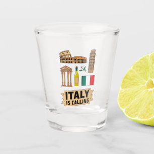Retro Travel Italy Iconic National Symbols Shot Glass