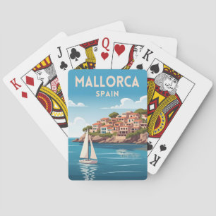 Retro Travel Mallorca Spain Seaside Landscape Playing Cards