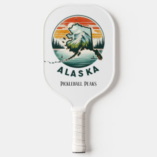 Retro Travel Map of Alaska State   Pickleball Paddle