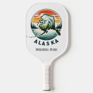 Retro Travel Map of Alaska State   Pickleball Paddle