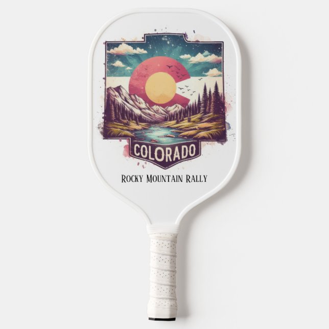 Retro Travel Map of Colorado State   Pickleball Paddle (Back)