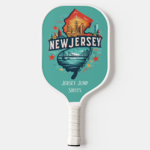 Retro Travel Map of New Jersey State Pickleball Paddle