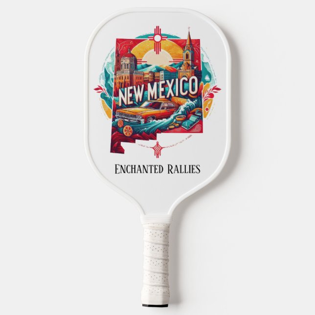 Retro Travel Map of New Mexico State   Pickleball Paddle (Back)