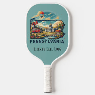 Retro Travel Map of Pennsylvania State Pickleball Paddle