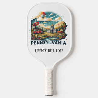 Retro Travel Map of Pennsylvania State Pickleball Paddle
