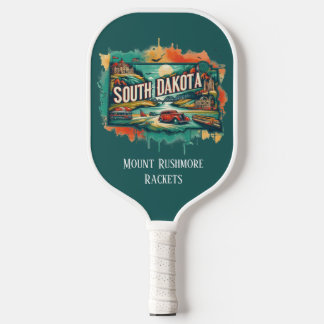 Retro Travel Map of South Dakota State Pickleball Paddle