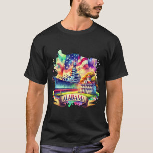 Retro Travel Map US States Alabama USA State Map T-Shirt