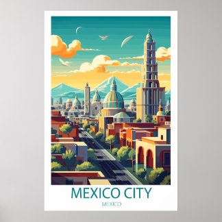 Retro Travel Mexico City Destination Wall Art