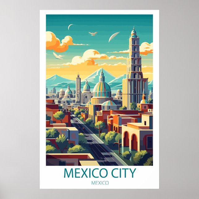 Retro Travel Mexico City Destination Wall Art (Front)