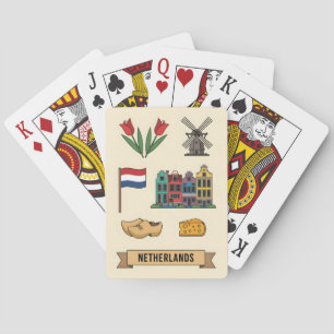 Retro Travel Netherlands Iconic Cultural Symbols Playing Cards