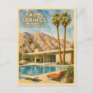 Retro Travel Palm Springs California Landscape Postcard