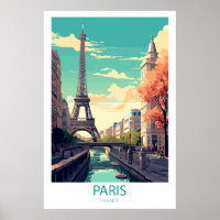 Retro Travel Paris France Destination Wall Art
